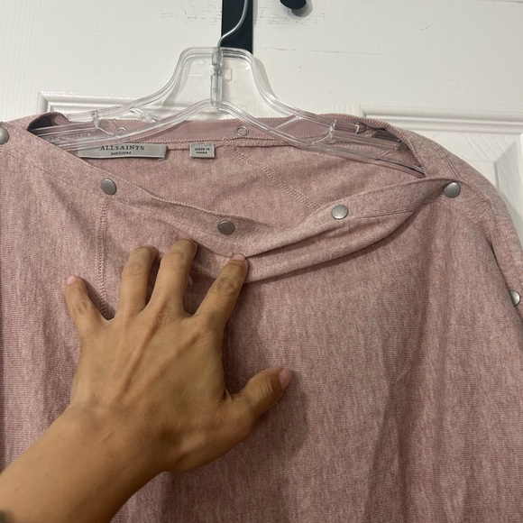 ALLSAINTS Elle Jumper Snap Boatneck Blush Medium - Picture 6 of 7